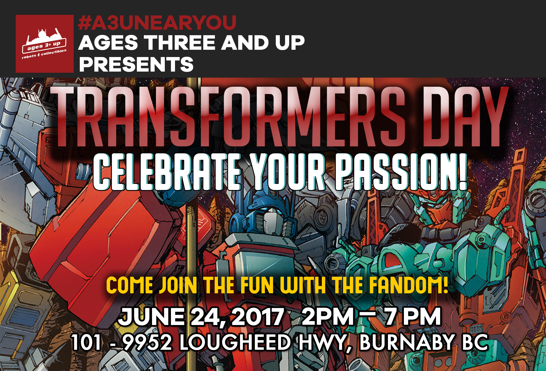 Ages Three And Up Presents Transformers Day! Ages Three And Up